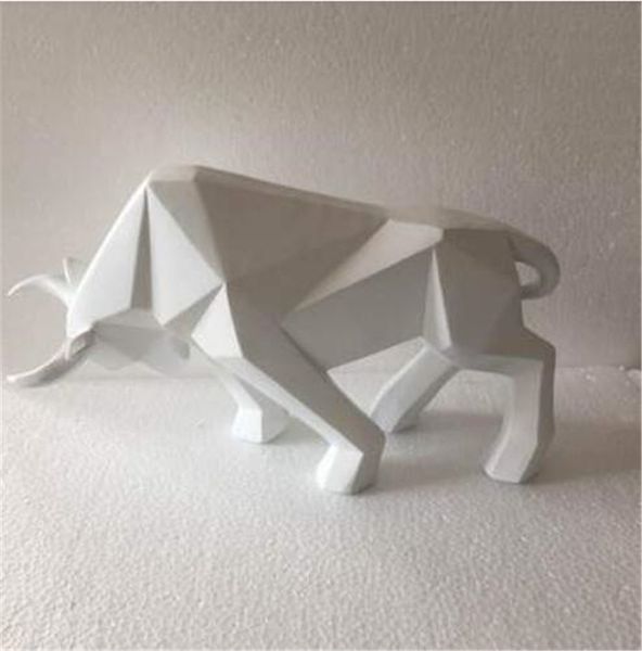 Geometric Cattle Statue Bull Sculpture Ornament Abstract Animal Figurines Room Desk Decor Home Decoration Accessories Morden