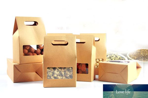10*15.5*6cm 100pcs Quality packaging Kraft paper Stand Up bag Food Square window box of nuts-Tea-Cake-Cookies-Coffee
