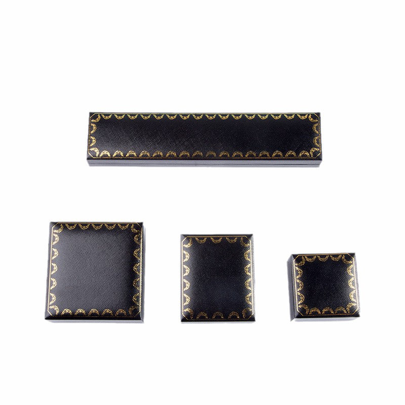 Wholesale High-End Jewelry Packaging Box Black Leather Paper Printing Gilt Edge Jewelry Storage Box Ring Earrings Bracelet Necklace Set Box
