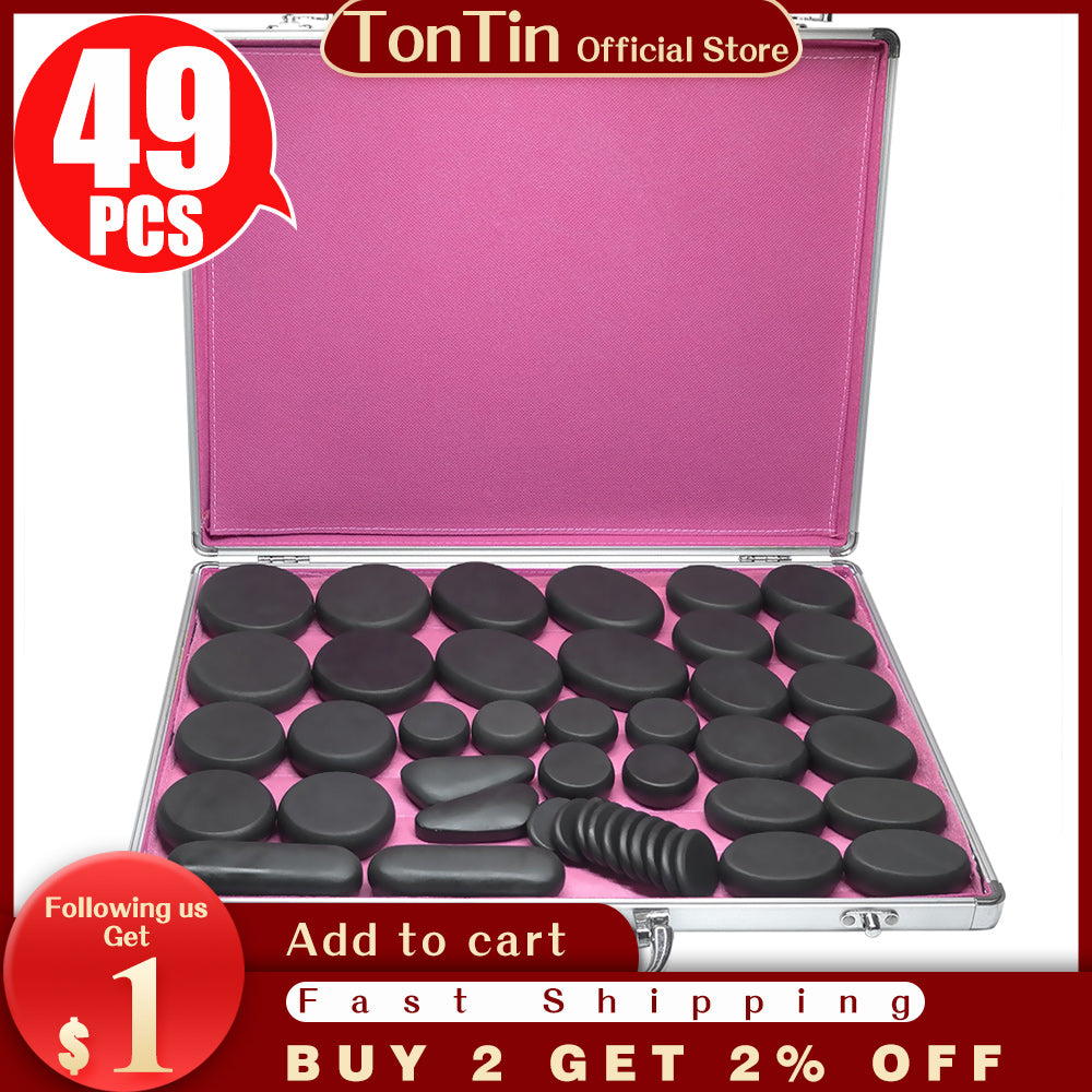 Tontin Hot Stone Massage Set Heater Box Lava Basalt massage stone massager round Stones tool for Healthcare with heater