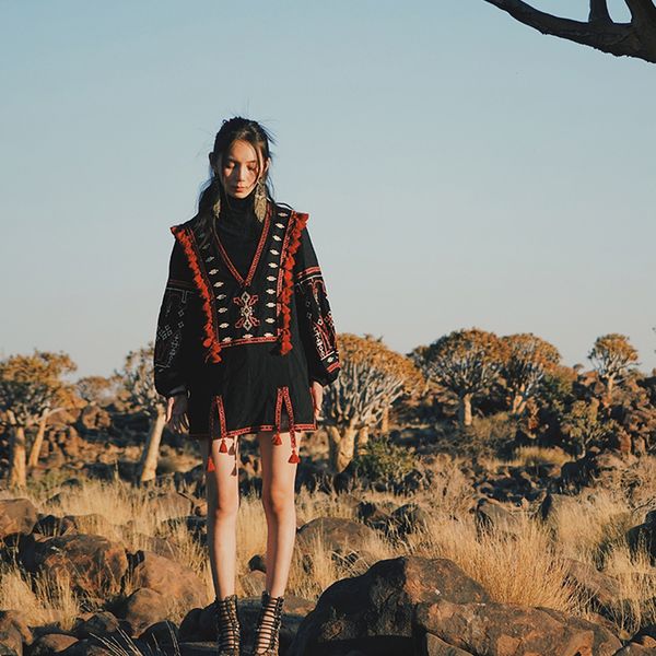 Khale Yose Summer Boho Chic Womens Tops And Blouses Loose Embroidery Blouse Shirt Cotton Tassles Hippie Ethnic Gypsy Tunic 210225