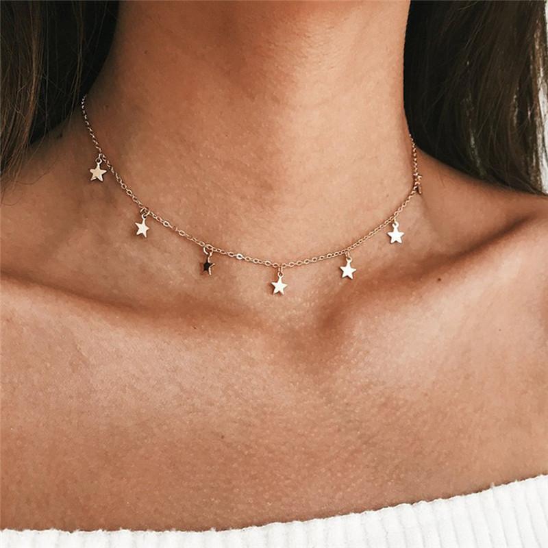 Fashion Long Necklaces 2018 Summer New Bohemia Style Gold Silver Color Star Moon Necklace Women Boho Pendants Choker Jewelry G2