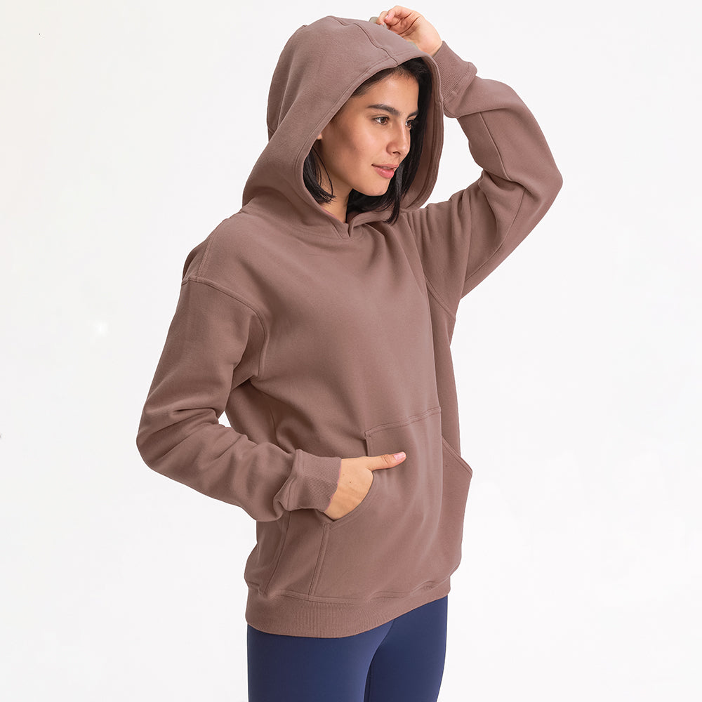 2021 Cozy Velo Sports in the Open Air Fitness Workout Hoodie Women Hot Hip Length Exercise Pocket Sweaters 5n1w