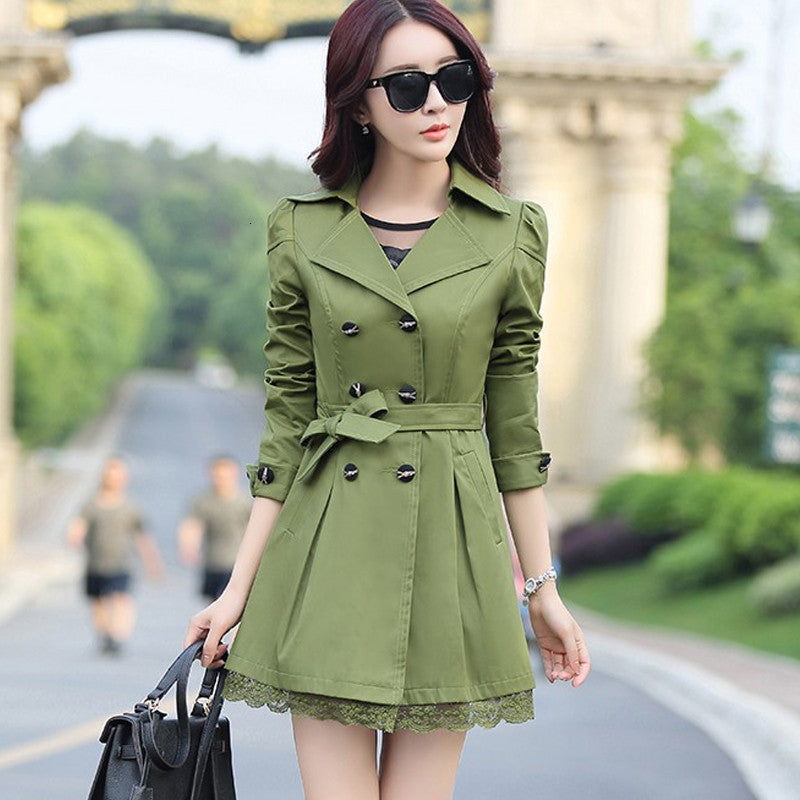 2021 New Trench Lace Wine Red Para As Mulheres Long Coat Female Spring Autumn Outwear Windbreaker Plus Size Women Clothing Fyy275 Lw0t