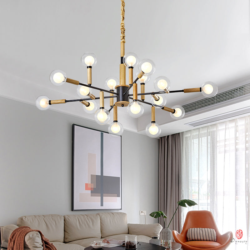 Fancy Pendant Lamps Iron& Wooden Bubble Lamp G9 Holder LED Hanging Type Fixture For Parlor Bedroom Dinning Room Restaurant Deco