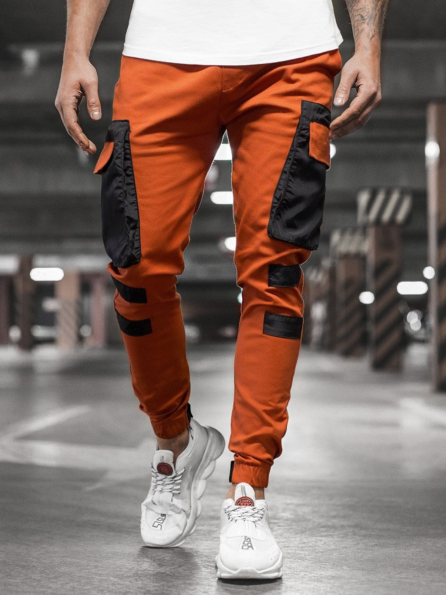 2021 Autumn New Men&#039;s Hip-hop Hare Joggers Solid Male Multi-pocket Cargo Pants Thin Hoodie Adjustment Tt0k