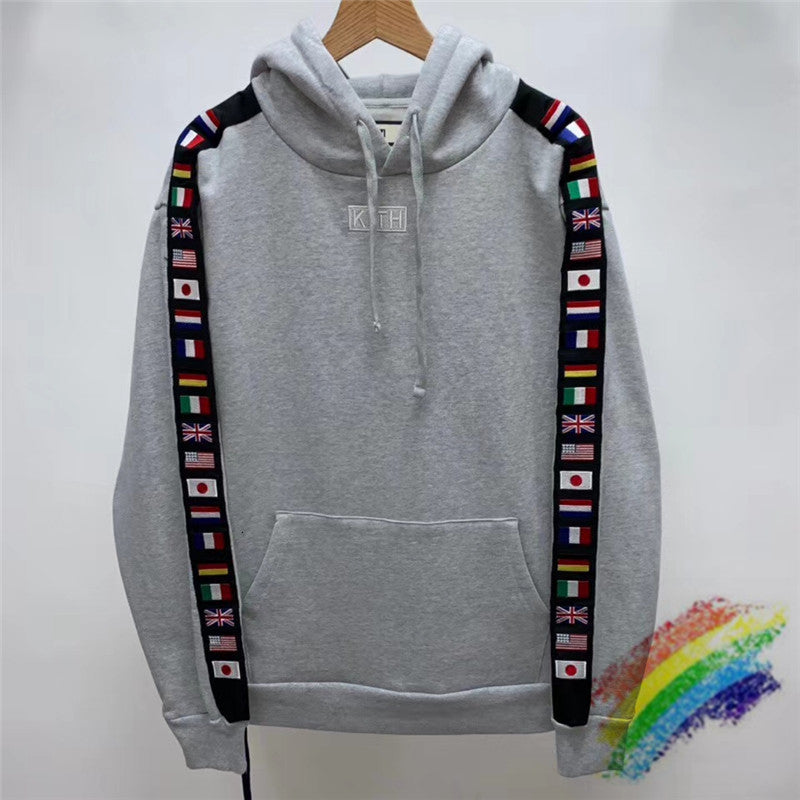 2021 New Embroidery Box Kith Love the City Hoodie Men Women 1:1 Top Version National Flag Ribbon Heavy Fabric Pullovers Uvk5
