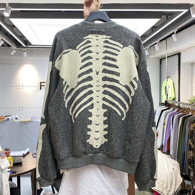 2021 New Oversize Esqueleto Osso Impresso Moletom Com o Pescoo Das Mulheres Dos Homens 1:1 Alta Qualidade Algodo Casual Kapital Hoodie U0zz
