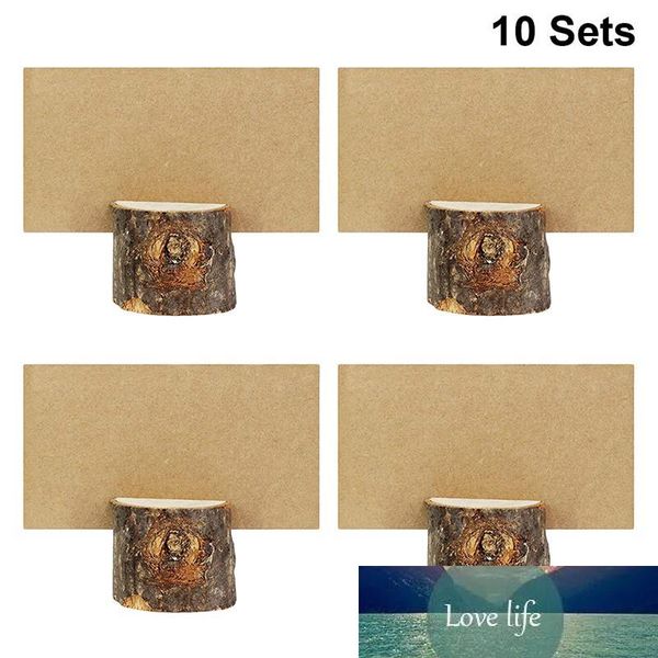 10 Sets Wooden Bark Memo Holder Wood Pile Name Place Card Holders Stump Shape Menu Number Memo Stand Wedding Party Table Decor