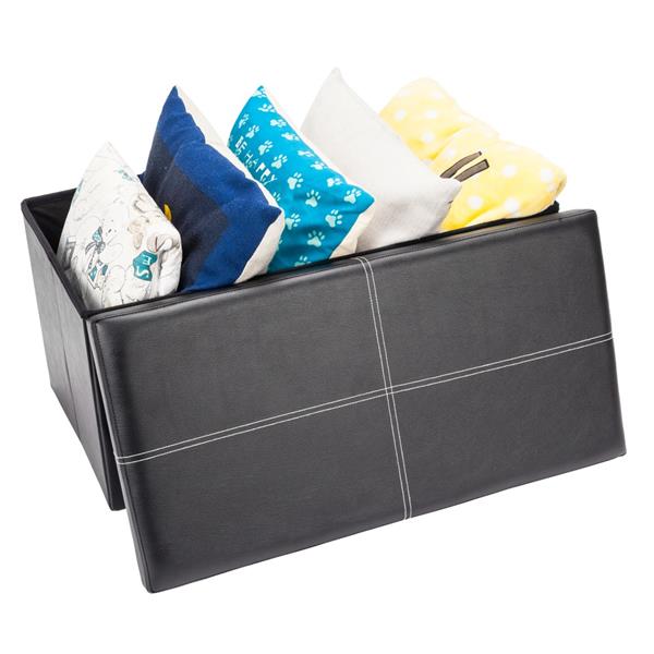 Living Room Furniture ottomans waterproof foldable FCH PU Leather Belt Line Footstool Black 76 *38 *38cm