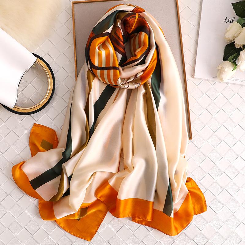 Luxury Women Silk Scarf Designer 2021 Brand Print Summer Scarves Foulard Female Hijab Beach Scarf for Lady
