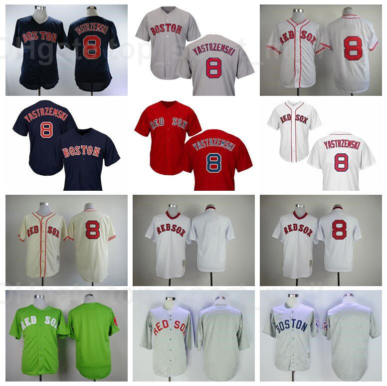 Retror 1914 1936 1936 1967 Vintage Baseball 8 Carl Yastrzemski Jersey Cooperstown Pullover Cool Base Retire Stitched Navy Blue White Red