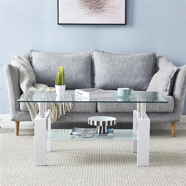 Living Room Furniture Coffee 110 *60 *45.5cm Double-Glazed Dining Stainless Steel Table Legs