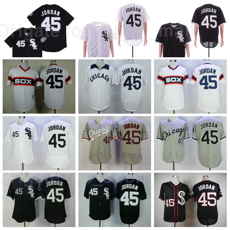 Retror 1983 1994 Vintage 45 Michael Baseball Jersey Retire Pinstripe Pullover Stitched Black White Grey Team Flexbase Cool Base Top-High