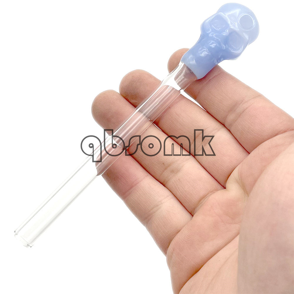 QBsomk BW22 Skull Glass Oil Burner Mini Pipe Oil Burner Colorful Glass Pipes Pyrex Pipe 8 Colors Straight Tube Pipes Smoking Pipe