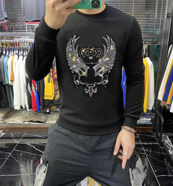 2021 New Brand Clothing Men&#039;s Pullovers Luxury Designer Men Hoodie Fall Winter Rhinestones Sweatshirts K0rk