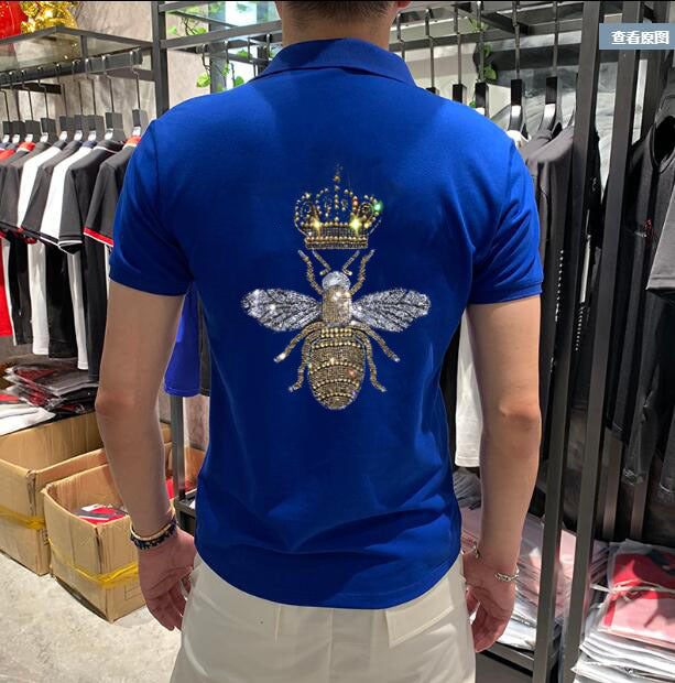 2021 New Diamond Stone Men Polo Shirt Is First-class in Workmanship 100% Cotton Hot Drill Big Size Fuiy