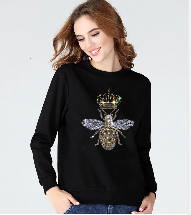 2021 New Womens Diamond Stone Women Long Sleeve Oversize Hoodie Sweatshirt Female Autumn Hooded Pullover Hot Drill Design 75aj