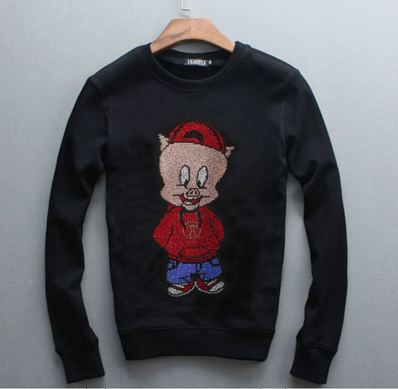 2021 New Mens Hoodies Sweatshirt Hot Drill Hoodie Casual Diamonds Streetwear Tracksuit Tops Plus 4xl Asian Size Bpb3