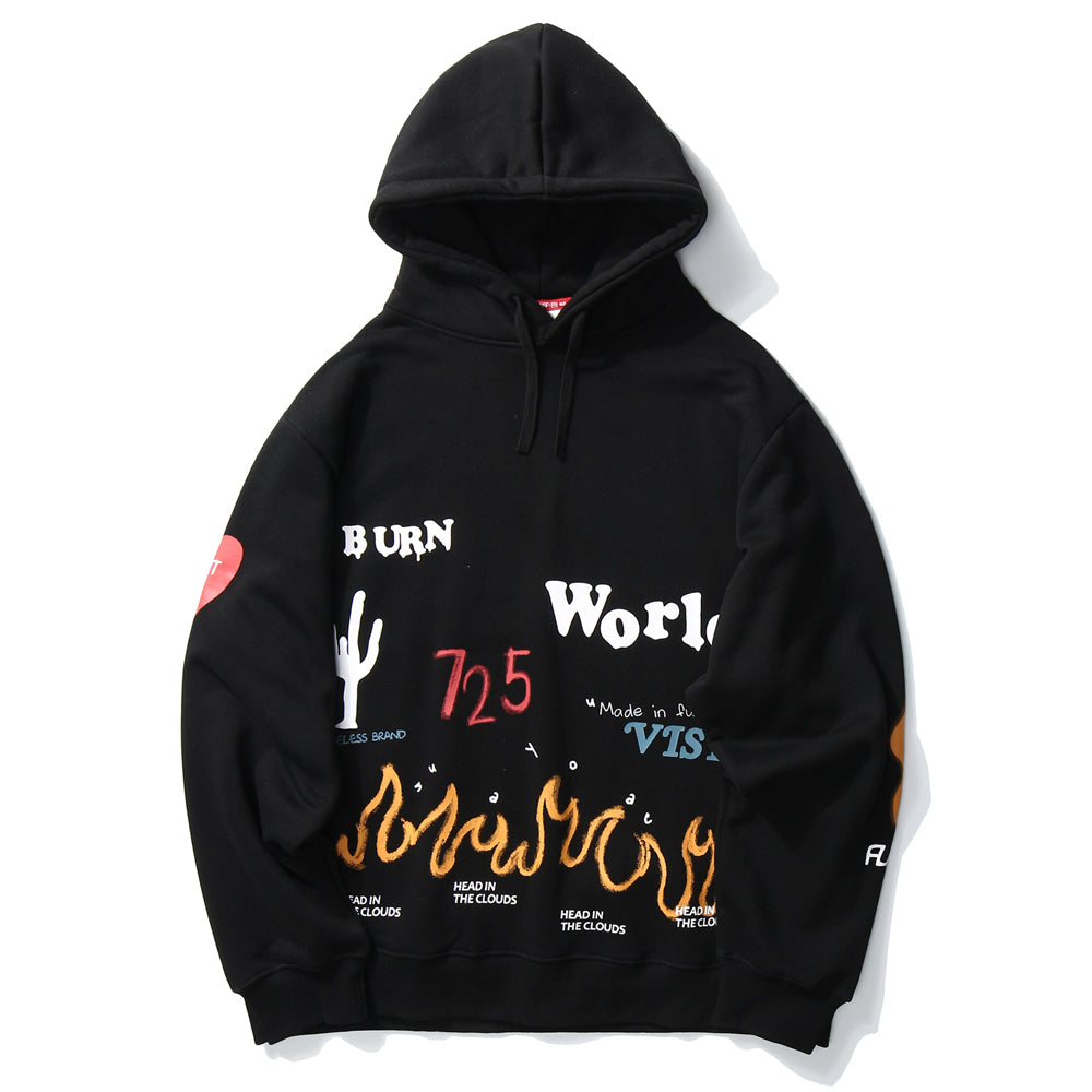 2021 New Graffiti Heart Harajuku Pullover Japanese Streetwear Winter Kawaii Women Clothes Oversized Hoodie Womens Clothing F3mr
