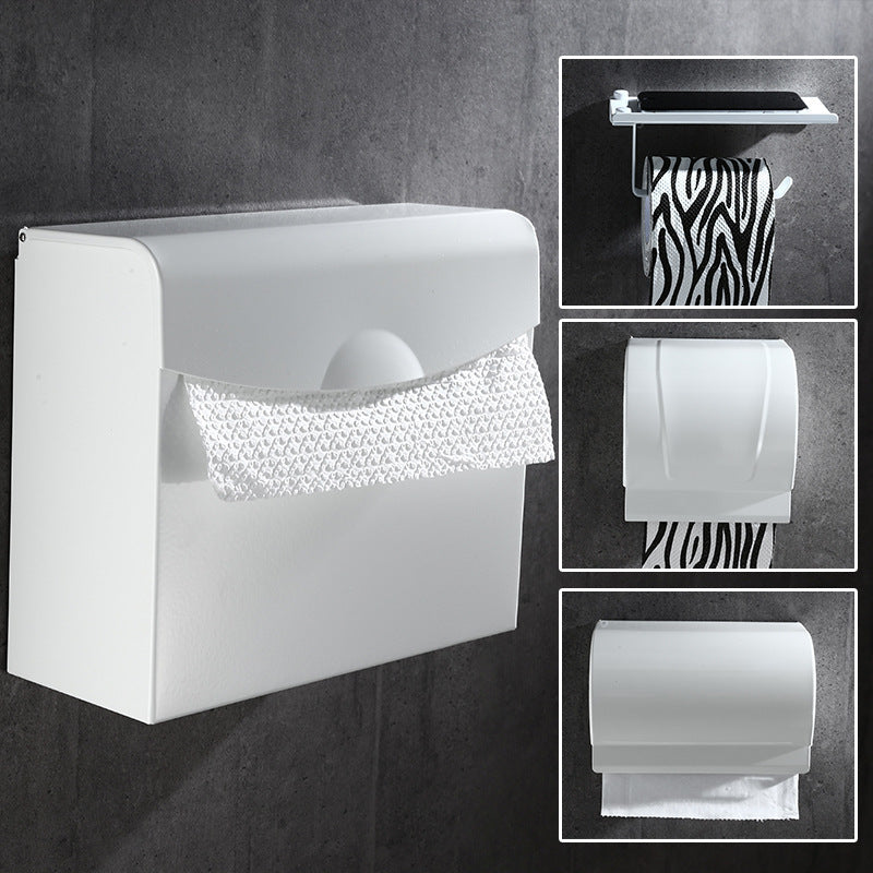 2021 New with Phone Shelf Bathroom White Wall Mounted Aluminum Toilet Paper Holder Tissue Boxes A6v3