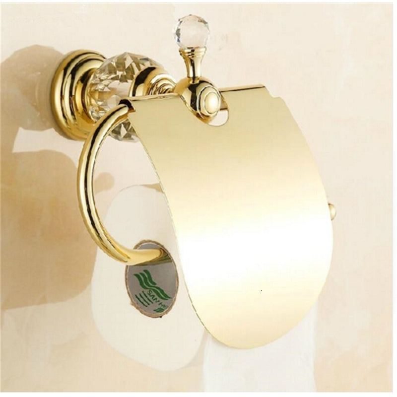 2021 New High Quality Gold Toilet Paper Holder with Diamond,paper Roll Holder,tissue Holder,solid Brass -bathroom Accessories Products 5q5u