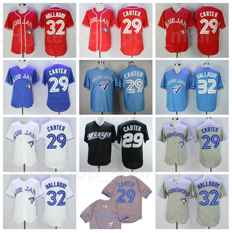 1992 1993 2008 Retror Baseball Vintage 32 Roy Halladay Jersey 29 Joe Carter Pullover All Stitched Retire Cooperstown Flexbase Cool Base