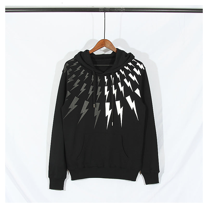 2021 New Neil Barrett Black White Flash Printed for Men and Women Street Trend Oversized Fashion Thin Hoodie G5TV