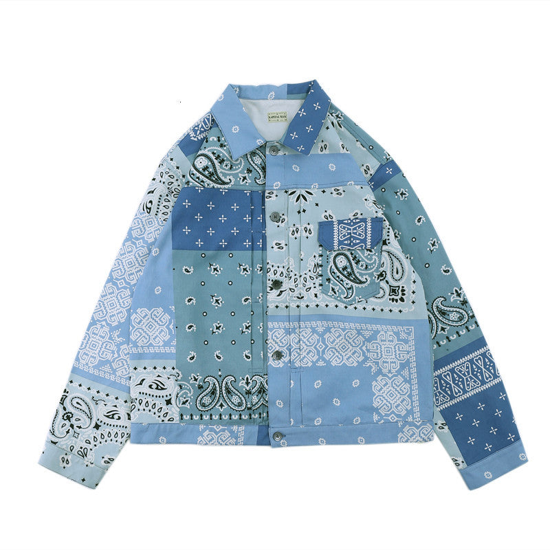 2021 New Cashew Flower Printing Denim Jacket Women 1:1 Best Quality Cargo Outerwear Streetwear Clothing Men Winter Coat Tpti