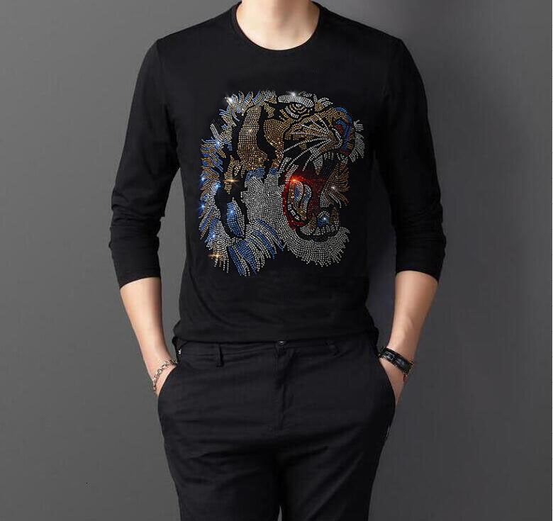 2021 New Long Diamond Fashion Brand Rock of the Men Tshirts T-shirts Tops Excellent Quality Hot Drill T-shirt Streetwear t Great Shirt Si Ti