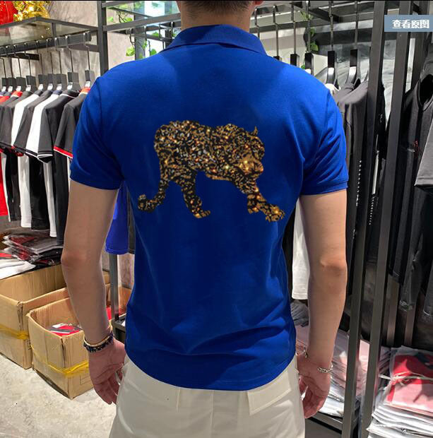 2021 Clothing Brand New Drill Shirt Warmer Business Casual Diamond Male Stone Short Breathable Sleeve Polo Sh Tm4q