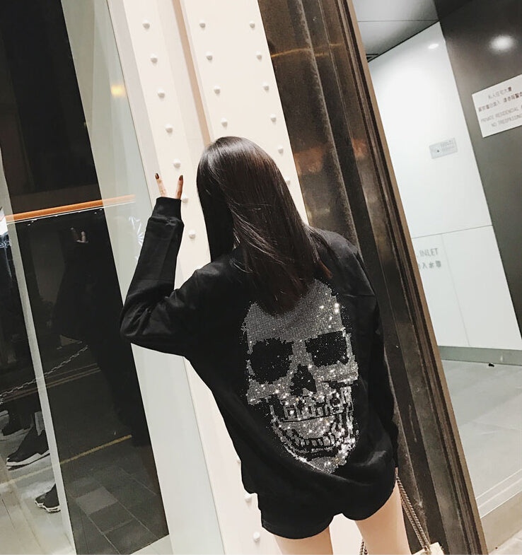 2021 New Casual Winter Woman Hoodies Diamond Loose Stone Design Streetwear Sell Korean Style Sweaters Hot Drill Tops with Young Hood g Sswz