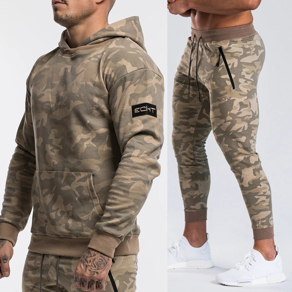2021 New Brand Tracksuit Camo Hoodie Pants Sets Men Casual Sweatshirt Joggers Sweatpants Male Cotton Jacket Autumn Winter Sportswear Suit Y2