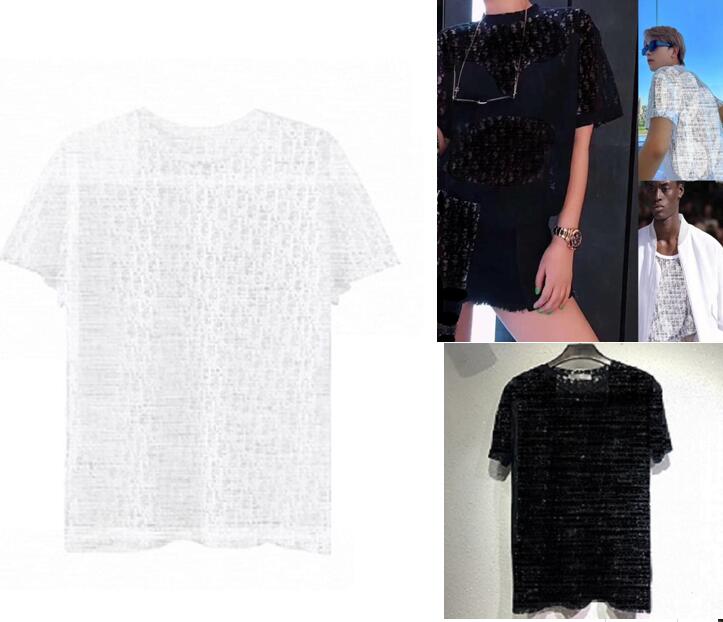 Womens Blouses Shirts evening Clothing dR summer T-shirts woman and men freeze t shirt Hollow Out black white Sheer HIP HOP t-shirt wear