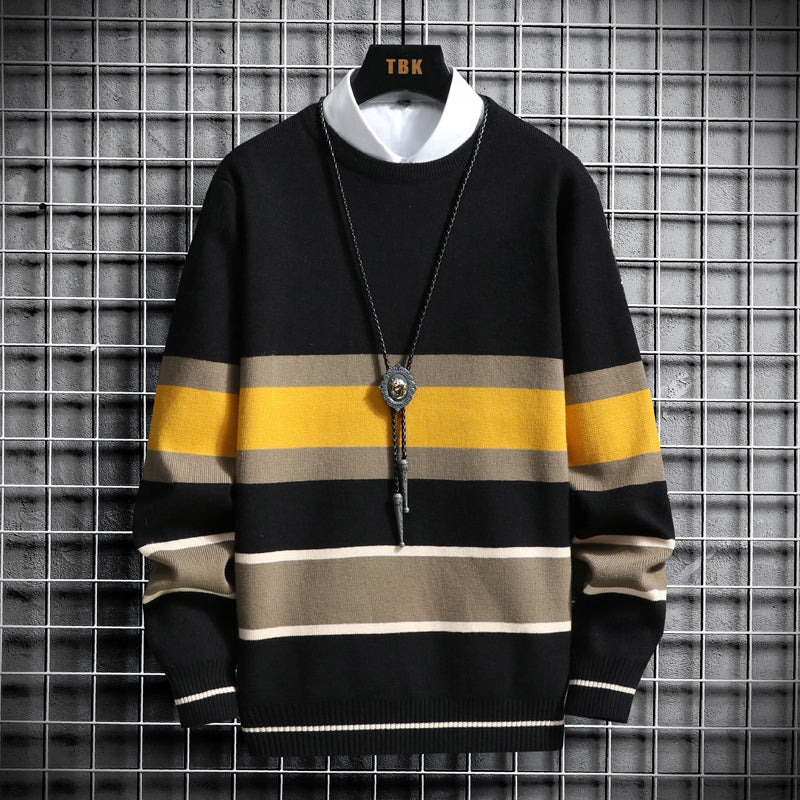 2021 New Striped Knit Shirts Autumn Winter Fashion Shirt Long Paragraph Oversized Male Jumpers Clothes for All Games Fgg5