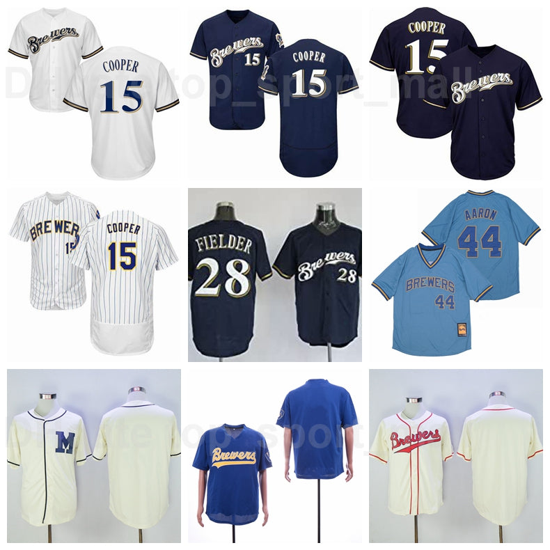 Retror 1913 1948 Vintage Baseball 14 Kent Hrbek Jersey 44 Hank Aaron 15 Cecil Cooper 28 Prince Fielder Team Pullover Pinstripe Retire Men