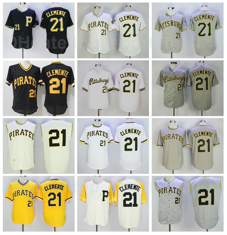 Retror 1960 1962 1971 Vintage Baseball 21 Roberto Clemente Jersey Retire Flexbase Cool Base All Stitched Team Color Cooperstown Pullover
