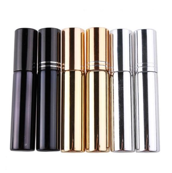 10ML UV Plating Atomizer Mini Refillable Portable Perfume Bottle Spray Bottles Sample Empty Containers Gold Silver Black Color SN1993