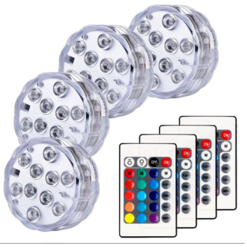 Novelty Lighting Led Submersible Light Battery Operated 10leds RGBUnderwater Night Lamp Garden Swimming Pool Light for Wedding Party Vase Bowl