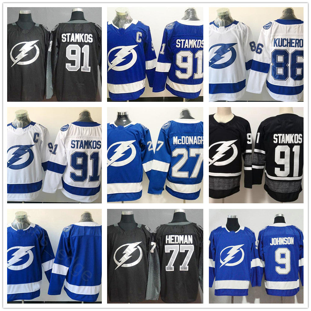 Tampa Bay Lightning Hockey Jerseys #91 Steven Stamkos Nikita Kucherov Victor Hedman Vasilevskiy Johnson Ryan McDonagh Brayden Point Men 05