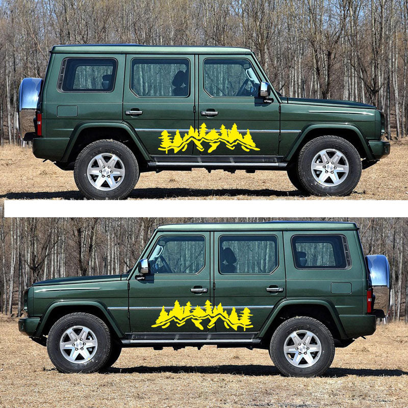 2PCS-SET New Mountain Forest Car Sticker Pine Graphic Body Sticker Side Door Decals