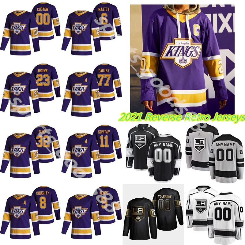 Los Angeles Kings 2020-21 Reverse Retro Jersey 11 Anze Kopitar 32 Jonathan Quick 8 Drew Doughty 77 Carter Hockey Jerseys 05