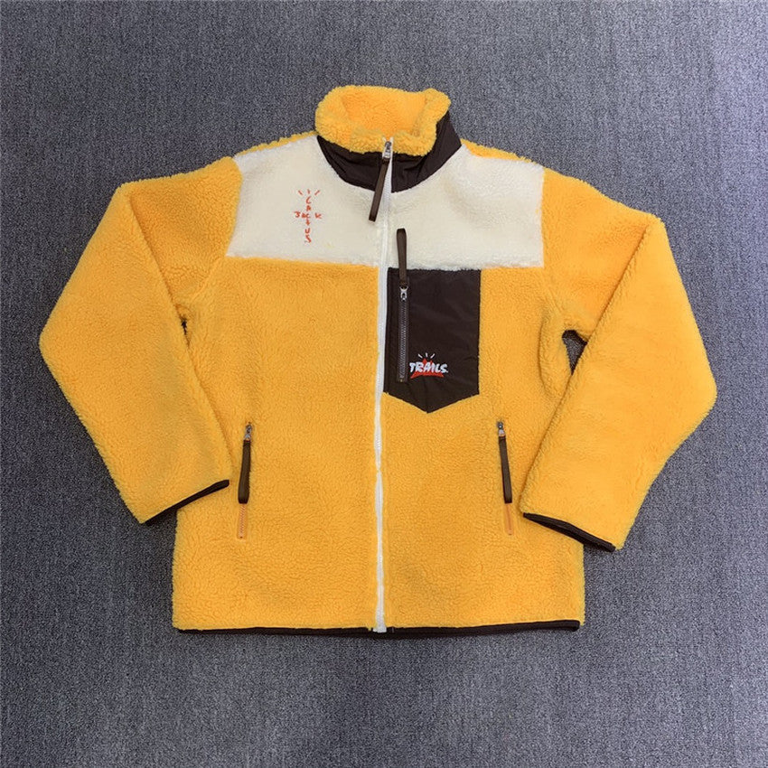 2021 New Velour Lamb Wool Travis Scott Zip Trails Complete Female Male Hoodie Embroidered Cactus Jack Turtleneck Standing Sweaters Gmlj