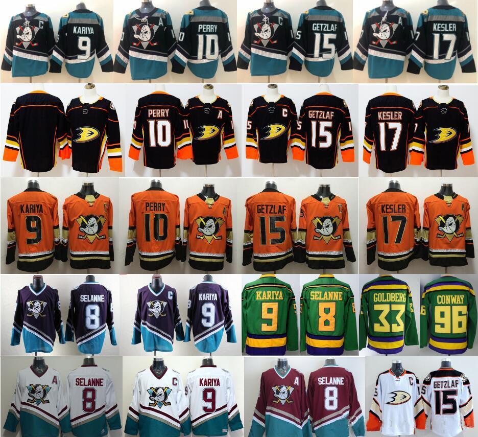 Mighty Ducks Hockey Jersey 15 Ryan Getzlaf Jakob Silfverberg Rickard Rakell Teemu Selanne Paul Kariya Charlie Conway Gordon Bombay