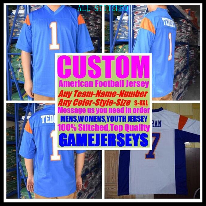 Custom BASKETBALL BASEBALL ICE HOCKEY Men Women KIDS American football Jerseys Sport Vapor Untouchable Official jersey blue 4xl 5xl 6xl