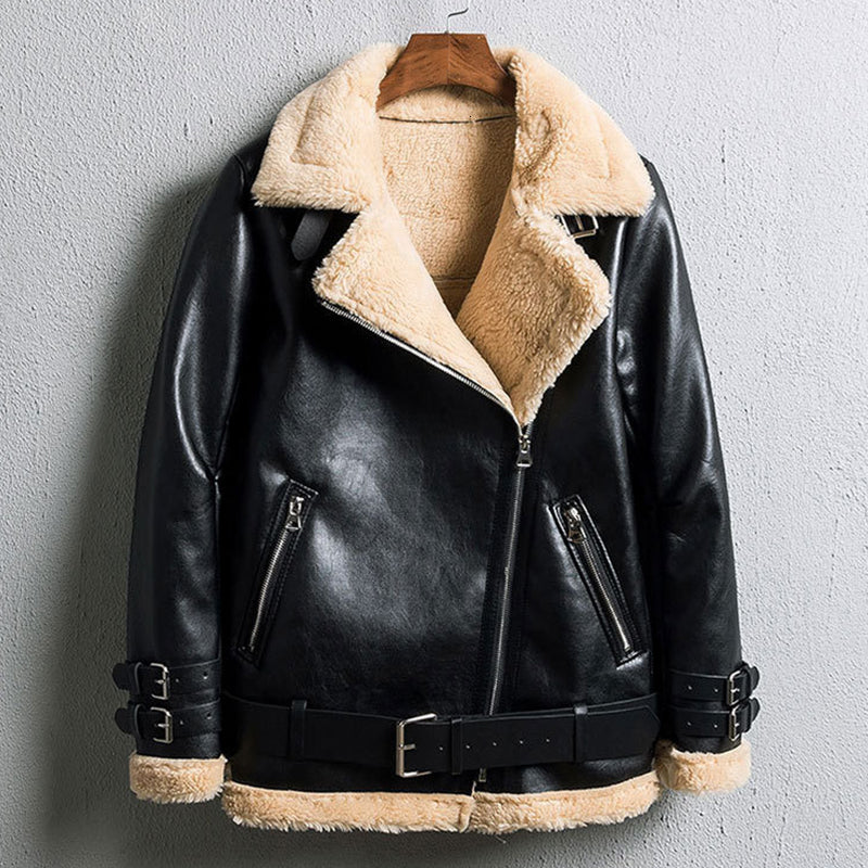 2021 New Lamb Fur Motorcycle Overcoats Fashion Solid Outerwear Women Leather Jacket Winter Coats F4ay
