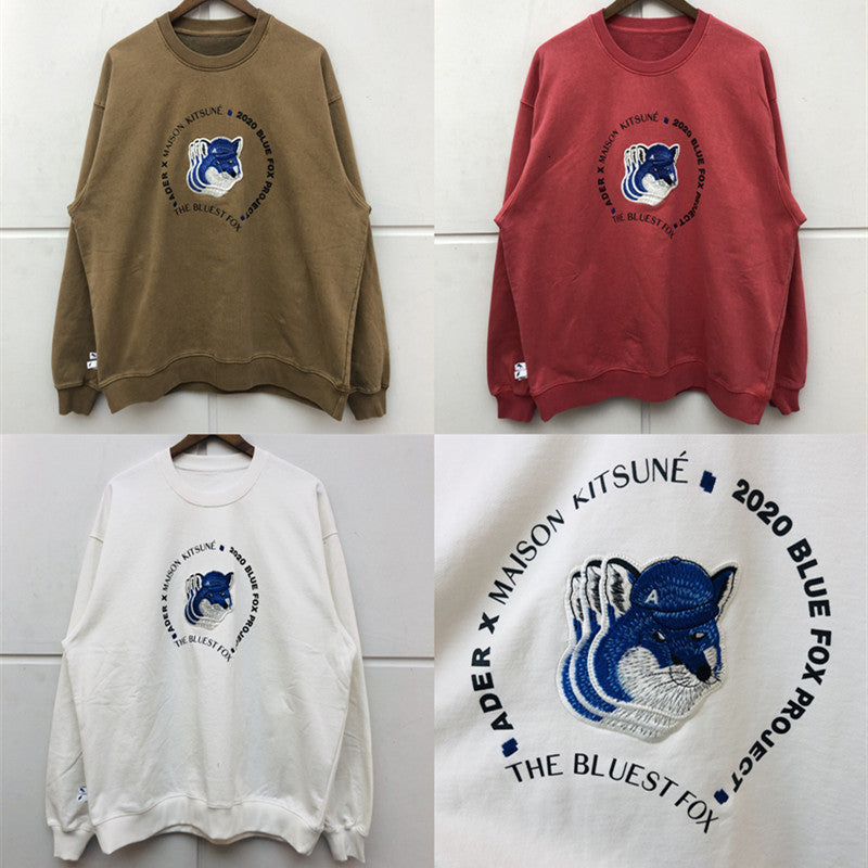 Female Male Ader Error Maison Kitsune Sweatshirts High-quality Fox Id Embroidered Pullover Adhering Brown Hoodie H983