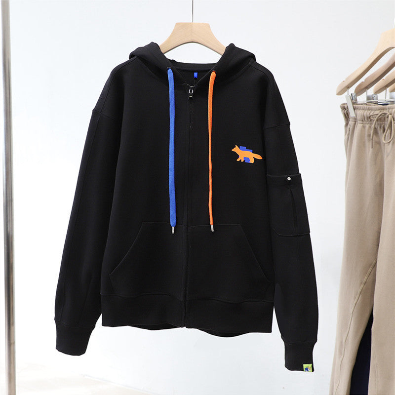 a Fox Hooded Hoodie Top Patched 1:1 High Quality Cardigan with Zipper Adhere Error Maison Kitsune Pullover Harajuku Cyjl