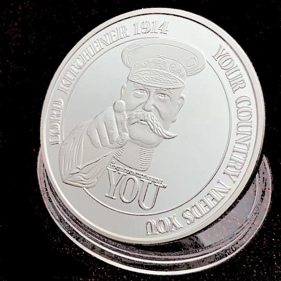 Non Magnetic 1914-1918 Commemorative Badge Craft Lord Kitchener 1914 Honor Medal Coins Collectibles Never Forget Your Country Needs You