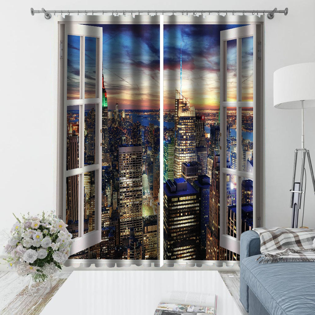Photo 3D Curtains for Living Room Window black and white building curtains modern living room curtains